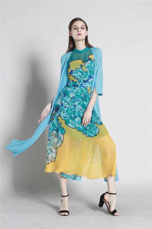 【伯妮斯茵】172D049--蓝色风衣--天青石金耳环--《太阳之子--印加》 商品图2