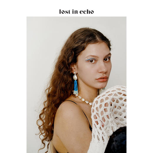 lost in echo巴洛克珍珠手工镶嵌彩色锆石流苏耳环 商品图2