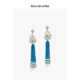 lost in echo巴洛克珍珠手工镶嵌彩色锆石流苏耳环