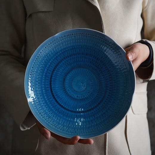 海波 蓝色 高温陶瓷食器 盘子 景德镇手工制