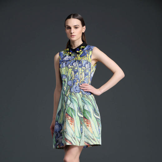 【伯妮斯茵】文艺复古印花设计短款无袖连衣裙  3S7441 商品图2