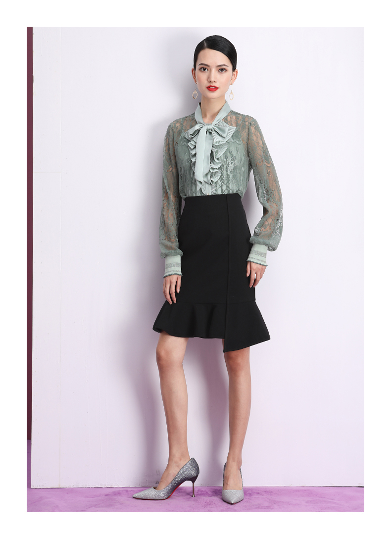 31849231 诺曼琦女装气质高腰毛呢半身裙2019冬季性感包臀修身显瘦