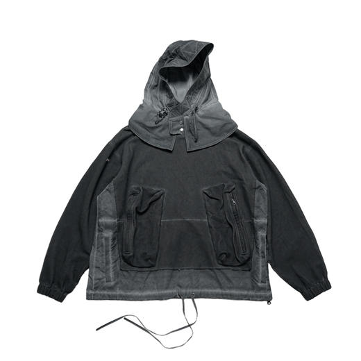 ATTEMPT 19AW-KNT1001 脏染拼接立体口袋分割毛边处理连帽卫衣 商品图3