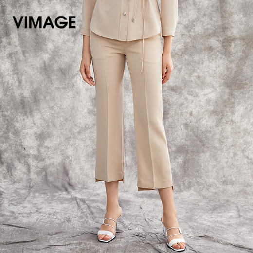 VIMAGE纬漫纪夏款时尚简约通勤职业舒适垂感直筒长裤女裤V1305942 商品图5
