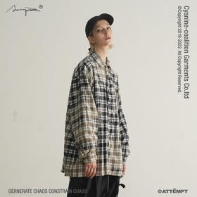 ATTEMPT 19AW-SHI0701 不对称破坏落色格纹法兰绒衬衫