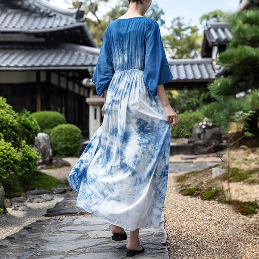 【林栖设计小店】时装周植物染系列2020夏季新品纯棉中袖长款连衣裙两件套 商品图1