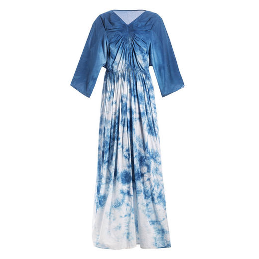 【林栖设计小店】时装周植物染系列2020夏季新品纯棉中袖长款连衣裙两件套 商品图3