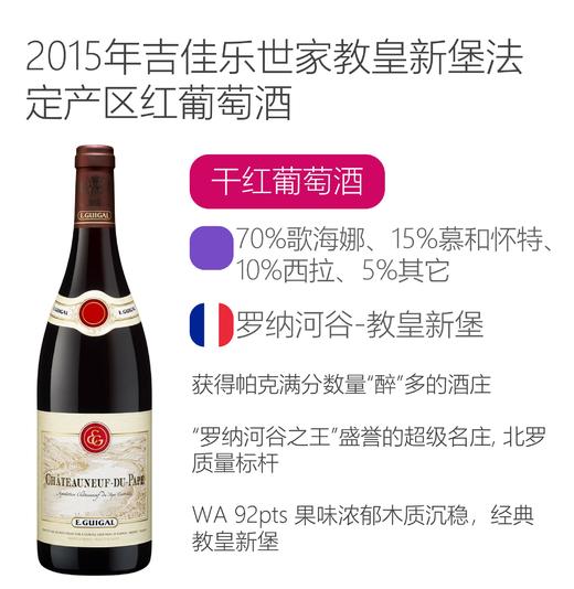2015年吉佳乐世家教皇新堡法定产区红葡萄酒 E.Guigal Châteauneuf-du-Pape 2015 商品图2