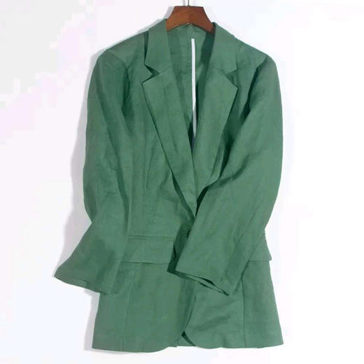 丁摩 气质显瘦西装棉麻女时尚休闲九分裤阔腿纯亚麻酵洗布柔软舒适西服套装19-133 DB399240531 商品图4