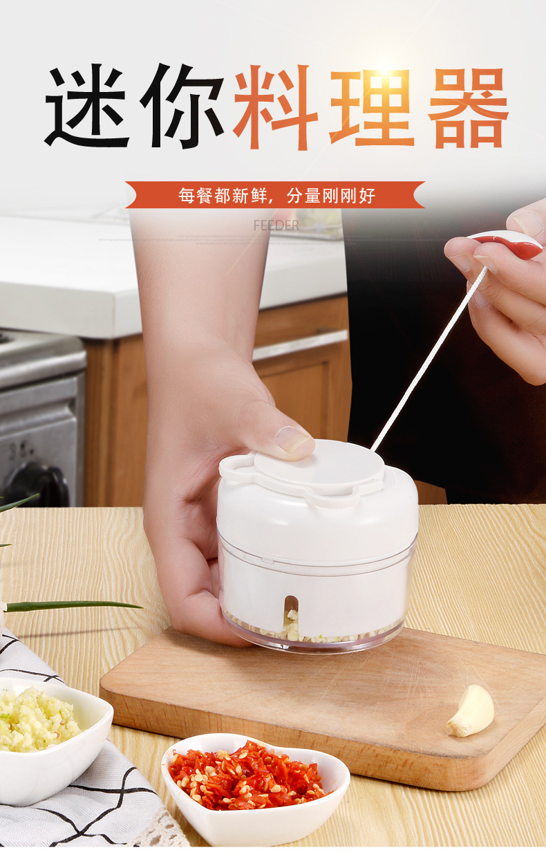 抖音迷你蒜泥神器厨房小型手拉式捣蒜蓉器手动切压蒜搅蒜搅碎机