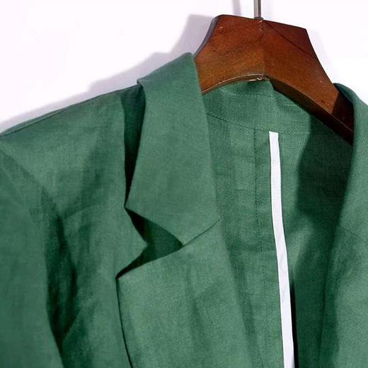 丁摩 气质显瘦西装棉麻女时尚休闲九分裤阔腿纯亚麻酵洗布柔软舒适西服套装19-133 DB399240531 商品图6