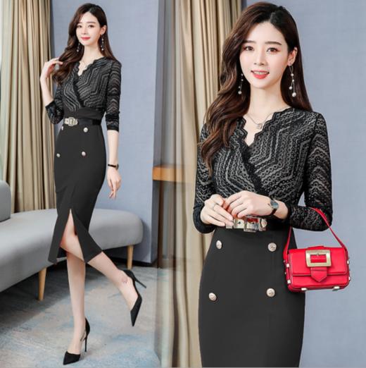 Z480-J92007气质拼接修身连衣裙 商品图0