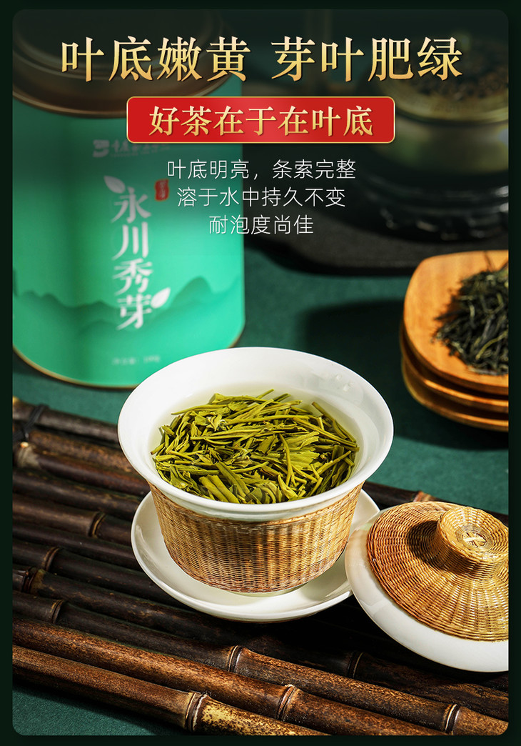 重庆茶业2021永川秀芽100g特产毛峰类茶炒青新茶嫩芽绿茶叶