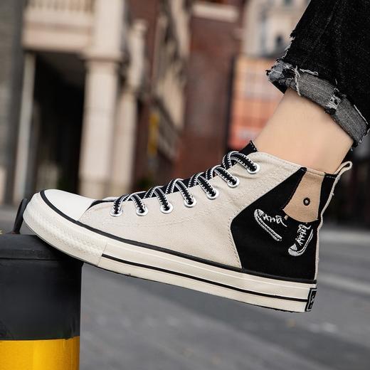 港风鞋子街拍韩版秋季高帮帆布鞋卡通学生布鞋子潮鞋男鞋 商品图2