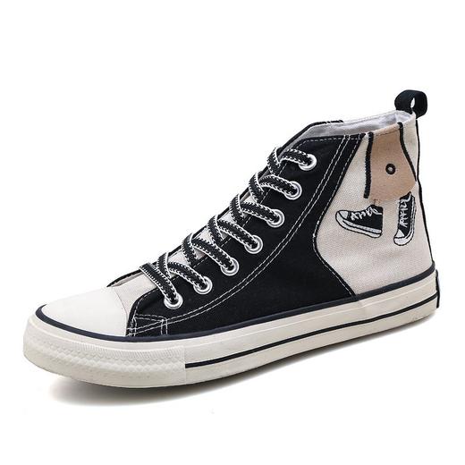 港风鞋子街拍韩版秋季高帮帆布鞋卡通学生布鞋子潮鞋男鞋 商品图4