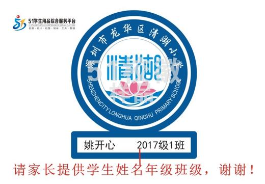 定制深圳市龙华区清湖小学熨烫校徽礼服布标姓名贴胸章包邮51 商品图1