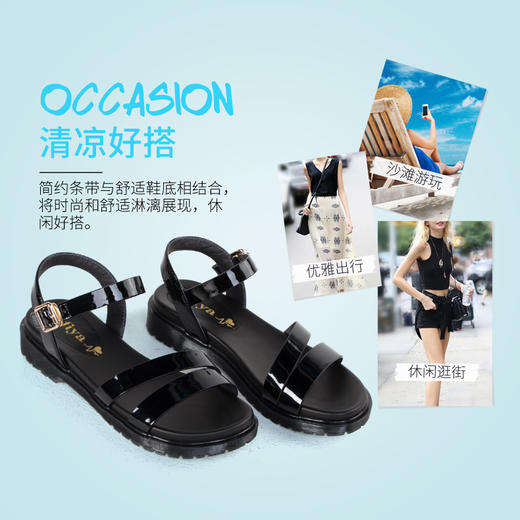 Safiya索菲娅一字扣带方跟凉鞋女中跟凉鞋2018夏季SF82115331 商品图2