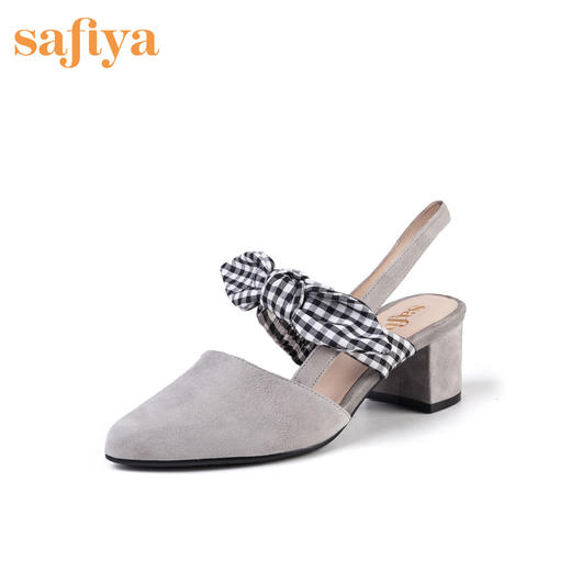 【限时秒杀】Safiya索菲娅舒适格子文艺女单鞋高跟鞋2019春夏SF91114013 商品图0