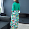 NYT-2026新款气质五分袖立领苎麻连衣裙复古印花显瘦中长裙 商品缩略图3