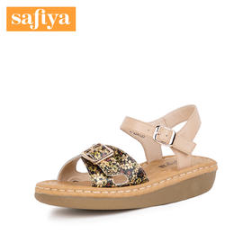 商场同款 | Safiya/索菲娅一字式扣带坡跟民族风简约休闲舒适凉鞋商场同款女SF82115016