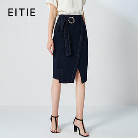 EITIE爱特爱春季新款时尚通勤百搭洋气显瘦包臀开叉半身裙女6106802