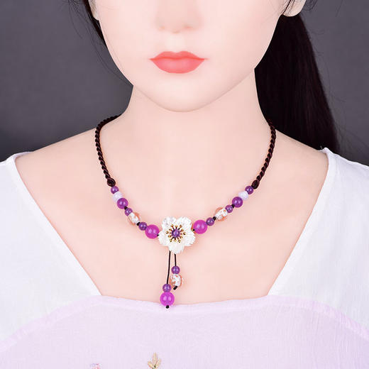 CZYH-043民族风古装衣服配饰项链锁骨链玉髓吊坠 商品图1