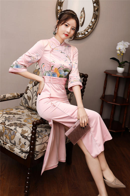 QZ-19799中国风气质女神范衣服蚀骨旗袍 商品图4