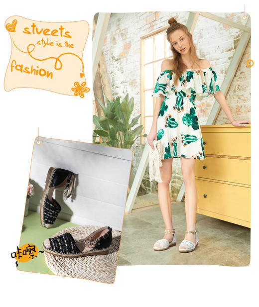 Safiya索菲娅平底舒适中空一脚蹬2019春夏渔夫鞋女鞋SF91114052 商品图3