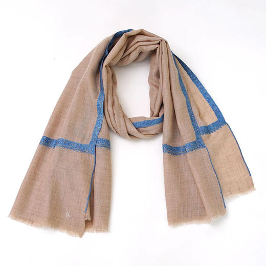 100cm宽 自然色 边绣 克什米尔pashmina羊绒围巾 商品图14