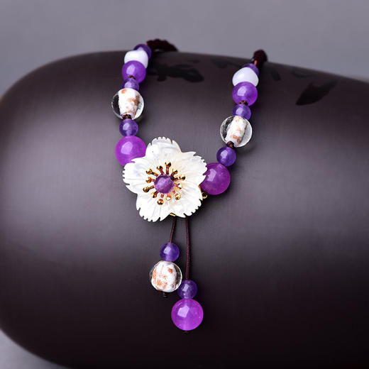 CZYH-043民族风古装衣服配饰项链锁骨链玉髓吊坠 商品图0