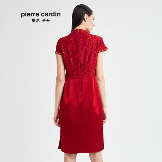 皮尔卡丹女夏季新款红色绣花旗袍一步裙气质连衣裙P82DS07R0
 商品图2