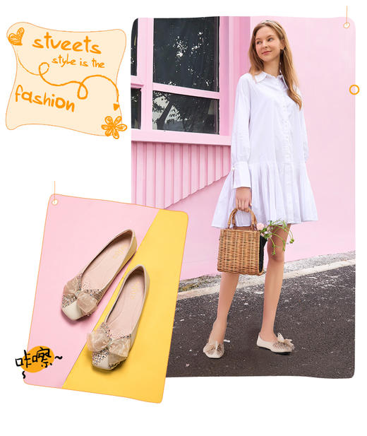 【反季清仓】Safiya/索菲娅低跟鞋蝴蝶结浅口单鞋2020春女鞋SF01111401 商品图2