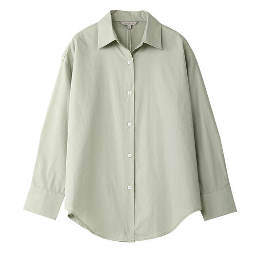 棉仓-60支纯棉府绸白衬衫女叠穿衬衣港风白色衬衫女春装新款白衬衣312604011 商品图4