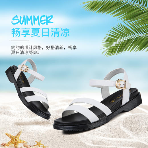 Safiya索菲娅一字扣带方跟凉鞋女中跟凉鞋2018夏季SF82115331 商品图4