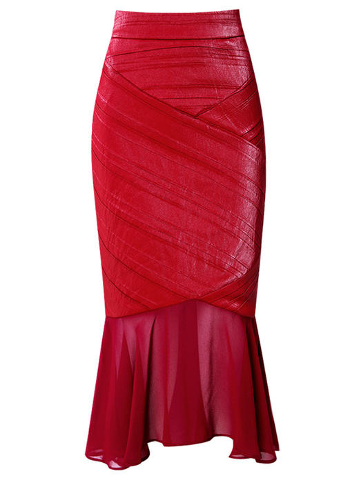 FMY-27672新款不规则荷叶高腰显瘦过膝包臀裙 商品图3