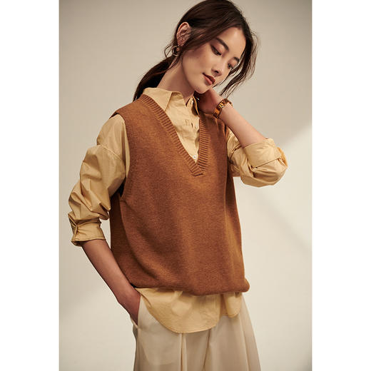 棉仓-60支纯棉府绸白衬衫女叠穿衬衣港风白色衬衫女春装新款白衬衣312604011 商品图2