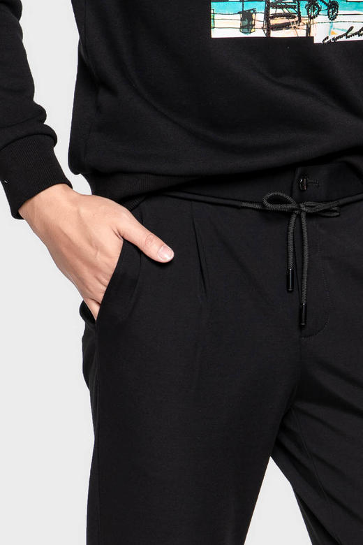 callisto黑色橡筋腰休闲裤SPCPW073BK 商品图4