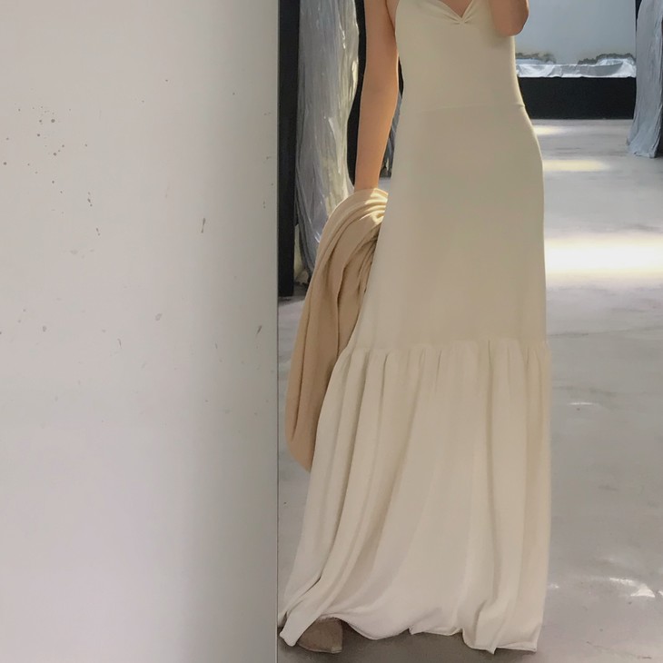 ryanroche白色细肩带褶皱连衣裙1007navajowhite122