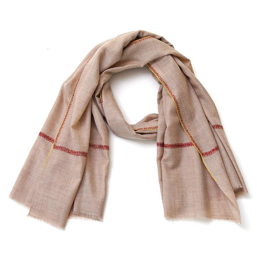 100cm宽 自然色 边绣 克什米尔pashmina羊绒围巾 商品图8