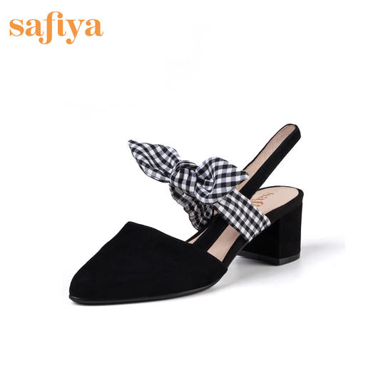 【限时秒杀】Safiya索菲娅舒适格子文艺女单鞋高跟鞋2019春夏SF91114013 商品图1