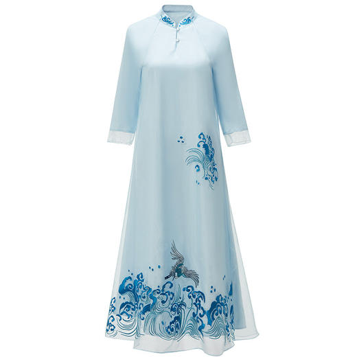 KDS-715新款复古民族刺绣欧根纱修身显瘦连衣裙 商品图4