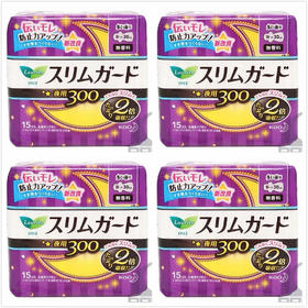 夜用四包装  日本花王卫生巾 护翼型瞬吸超薄1mm棉柔 零触感夜用 每包15片 30cm