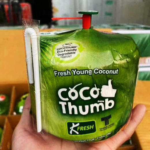 泰国🇹🇭K FRESH个装约9-10斤开口配吸管 CoCo Thumb椰皇椰青 商品图0