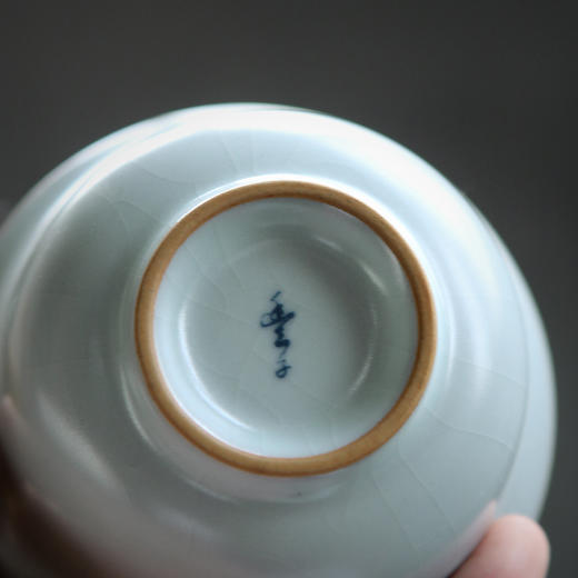 【丰子汝窑】【天青盖碗】盖杯手工开片主人杯陶瓷汝瓷三才盖碗功夫茶具 商品图3