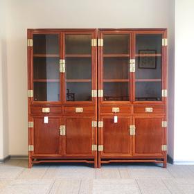 红桥红 家具严选  缅甸花梨(大果紫檀）  【198 带柜门双线条 书架】