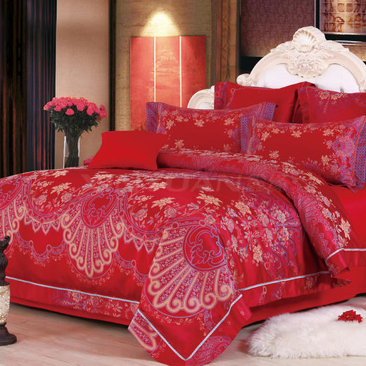 婚庆多件套 大红色新婚 精品提绣六件套 DMK4618 商品图0