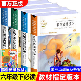 小学生六年级下（全4册）必读课外阅读书籍经典书目名著鲁滨逊漂流记正版 爱丽丝漫游奇境尼尔斯骑鹅旅行记汤姆索亚历险记鲁滨孙