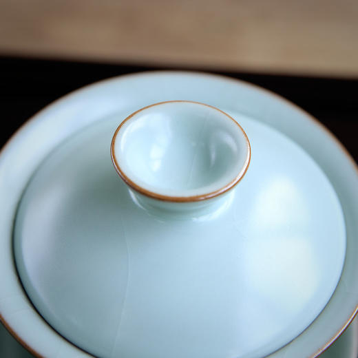 【丰子汝窑】【天青盖碗】盖杯手工开片主人杯陶瓷汝瓷三才盖碗功夫茶具 商品图1