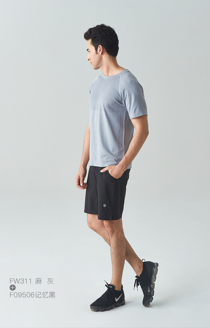 凡圣瑜伽服春夏男款运动跑步健身服简约无缝t恤运动短袖上衣fw311