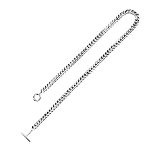 露台LOVEONTERRACE变色龙swag绳纹圈坦克古巴链黄铜镀白金情侣项链 商品图5